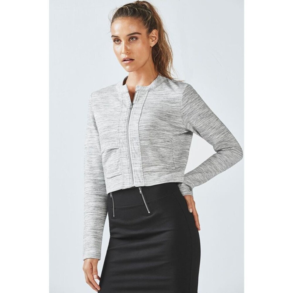 Fabletics Size XS Magnolia Jacket Semi Cropped Gray Stretch Full Zip